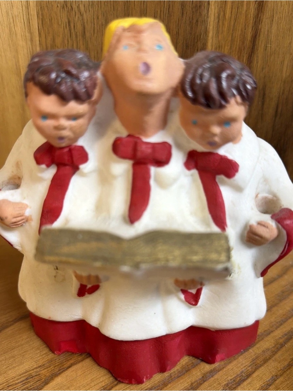 Genuine 1950’s Chalkstone Choir Boys  Double Candle Holder Hand Painted 5” Tall*